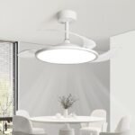 2025 Modern Integrated Electric Ceiling Fan LED Light Living Dining Bedroom AC Motor 64w Remote Control Switch Invisible Comfort