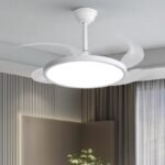 Modern LED Ceiling Fan Light Full Spectrum Ultra-Thin Invisible Silent Variable Frequency AC Iron Bedroom Living Room 32w 40w