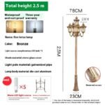 Five-Head European Garden Light High 3.4m Aluminum Outdoor Street Light Pole LED Lamp Body for Park Landscape Lighting