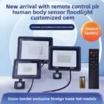 Outdoor Waterproof LED Flood Light Little Apple LED Remote Control Infrared Human Body Sensor Floodlight IP65 for Landscape PIR