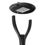 Outdoor Garden LED Lamp 30W to 150W UFO Post Lights with Single or Double Arm Aluminum Body Nema 7 Pin AC Power Supply