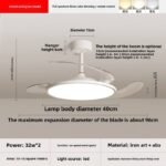 2025 Modern Integrated Electric Ceiling Fan LED Light Living Dining Bedroom AC Motor 64w Remote Control Switch Invisible Comfort